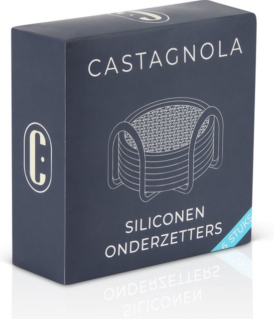 Castagnola Sous-verres de Verre – Sous-verres de Verres – Dessous de Verre en Siliconen – Sous-verres de Verre de Luxe en Siliconen avec Sous-verres – 6 pièces – Zwart – Rond