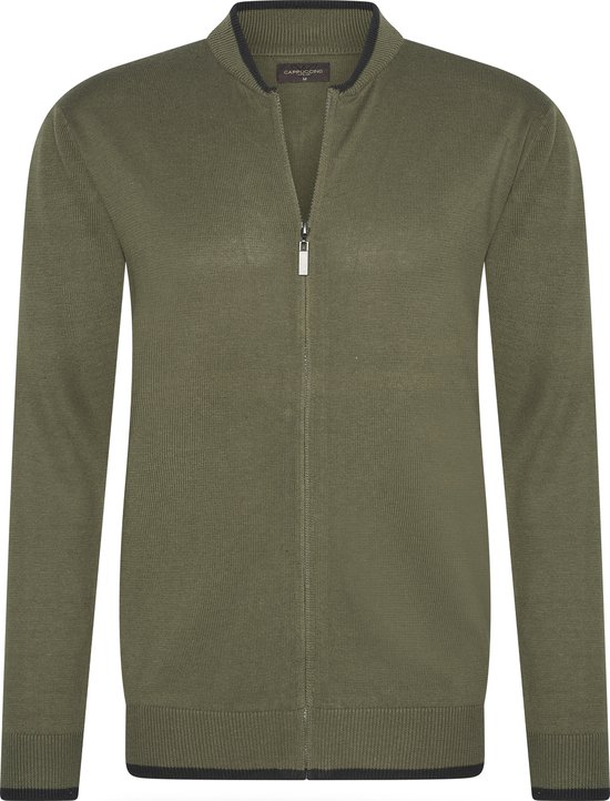 Cappuccino Italia - Heren Sweaters Full Zip Cardigan - Groen - Maat M