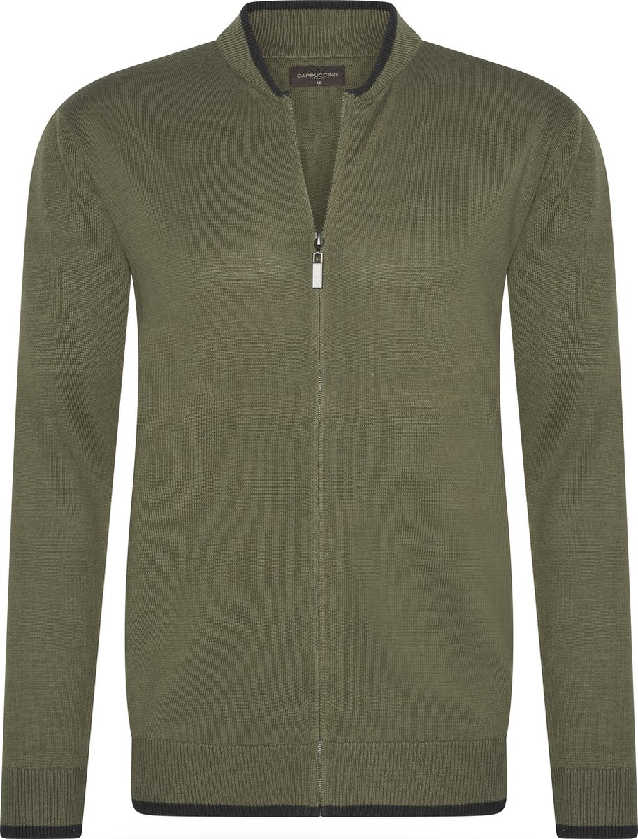 Cappuccino Italia - Heren Vest Full Zip Cardigan - Groen - Maat M