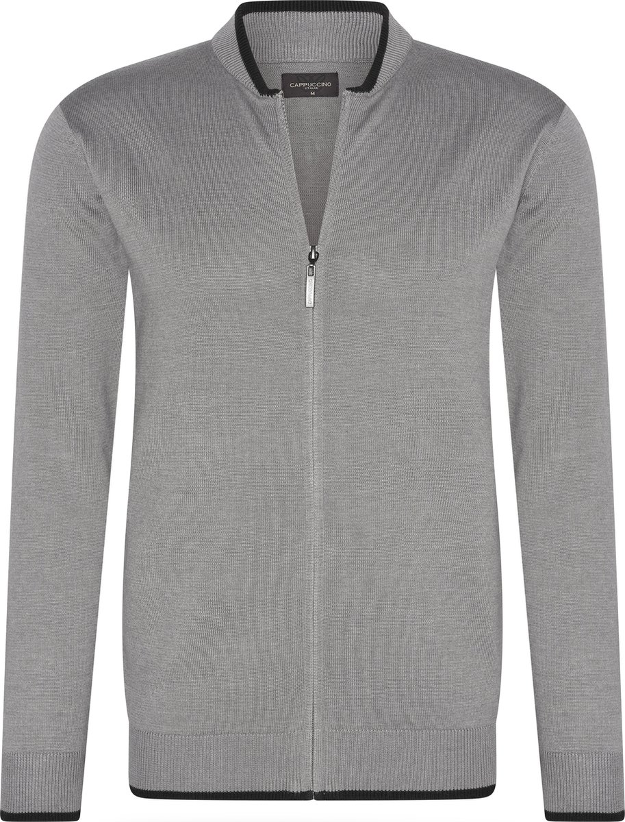 Cappuccino Italia - Heren Vest Full Zip Cardigan - Grijs - Maat M