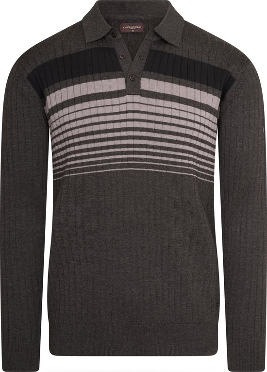 Cappuccino Italia - Polo Homme LS L/ S Knit Polo - Grijs - Taille S