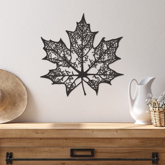 Décoration murale - Feuille d' Esdoorn - Animaux - Bois - Wall Line Art - Décoration Décoration murale - Salon - Chambre - A Accrocher Au Mur - Zwart - 29 x 29 cm