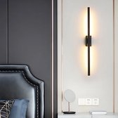 LuxiLamps - Wandlamp Zwart - Moderne LED Lamp - 60 cm - Koud Wit 6000K - Decoratie Verlichting