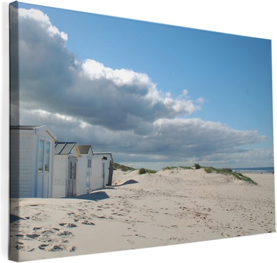 Texelphotos.nl - Foto afdruk op canvas - Texel strandhuisjes - Duin - Strand - Zee - Canvas doek – Wanddecoratie - Canvas schilderij – Natuur - Landschap - 90 x 60 cm.