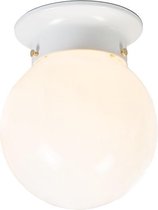 QAZQA Scoop - Retro Plafondlamp - 1 lichts - Ø 150 mm - Wit -  Woonkamer | Slaapkamer | Keuken