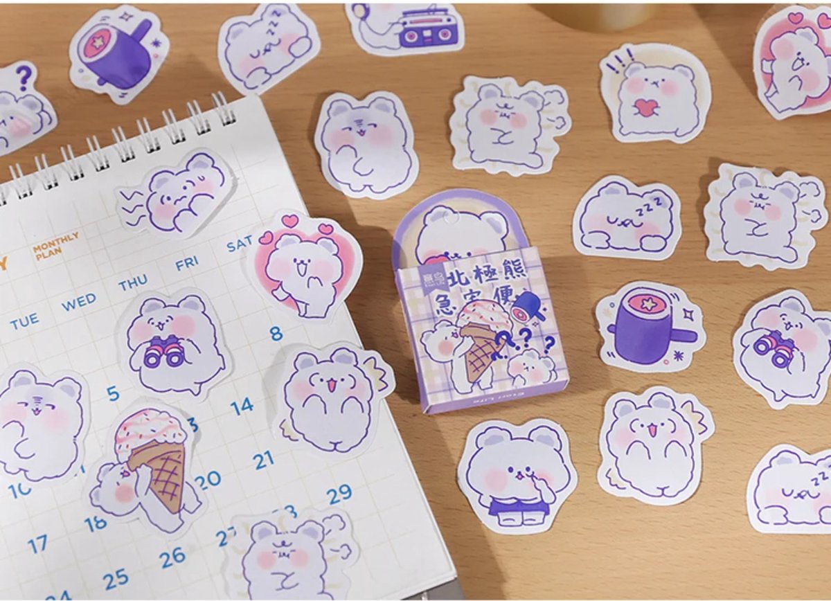 Kawaii Cartoon Beer Stickers 45 stickers – Bullet Journal, Planner & Scrapbook Stickers – Sinterklaas & Kerstcadeau – Schoencadeau – Cadeaus onder €5