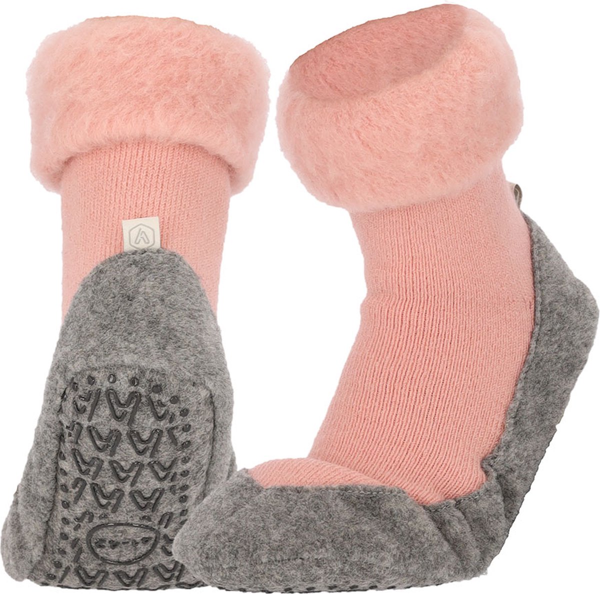 Heat Essentials Wollen Pantoffel Sokken - Roze - 37/38 - Pantoffels Dames - Sloffen Dames - Unisex - Antislip Sokken - Huissokken