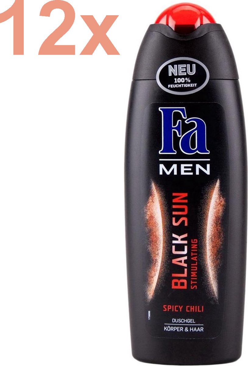 Goedkoopste Fa - For Men - Black Sun - Spicy Chili - Douchegel - 12x 250ml - Voordeelverpakking