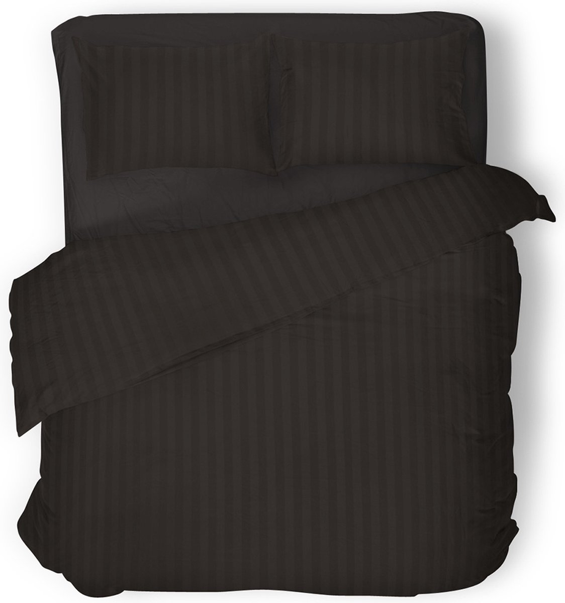 Eleganzzz Dekbedovertrek Uni - Black - Dekbedovertrek 240x200/220cm - Satijnstreep / Satijn Streep - Hotel Kwaliteit Satin Stripe - Dekbedovertrekken