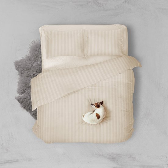 Eleganzzz Dekbedovertrek Uni - Ivoor - Dekbedovertrek 240x200/220cm - Satijnstreep / Satijn Streep - Hotel Kwaliteit Satin Stripe - Dekbedovertrekken van Merkloos — afbeelding 3