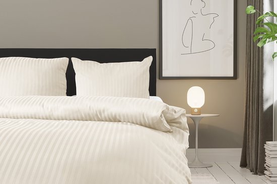 Eleganzzz Dekbedovertrek Uni - Ivoor - Dekbedovertrek 200x200/220cm - Satijnstreep / Satijn Streep - Hotel Kwaliteit Satin Stripe - Dekbedovertrekken van Merkloos — afbeelding 4