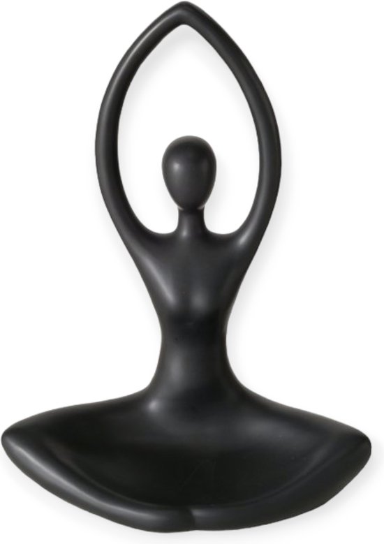 Boltze - Waxinelicht houder - Kaarsenhouder - Yoga - Keramiek - Vrouw - 30cm hoog