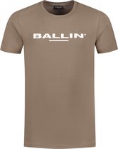 Ballin Amsterdam - Heren Regular fit T-shirts Crewneck SS - Taupe - Maat L