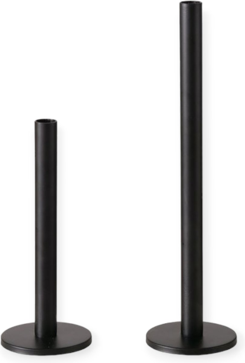 Boltze - Set/2 - Kaarsenhouders - Kandelaars -Zwart - Metaal - 38 en 26 cm hoog