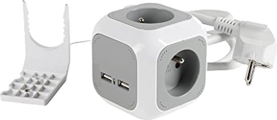 Expert Line - EXPERTLINE Bloc multiprise cube blanc 4 prises 16 A 3x1mm² +  2 prises USB - Blocs multiprises - Rue du Commerce