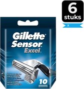 Gillette Sensor Excel Scheermesjes Mannen - 10 Stuks - Voordeelverpakking 6 stuks