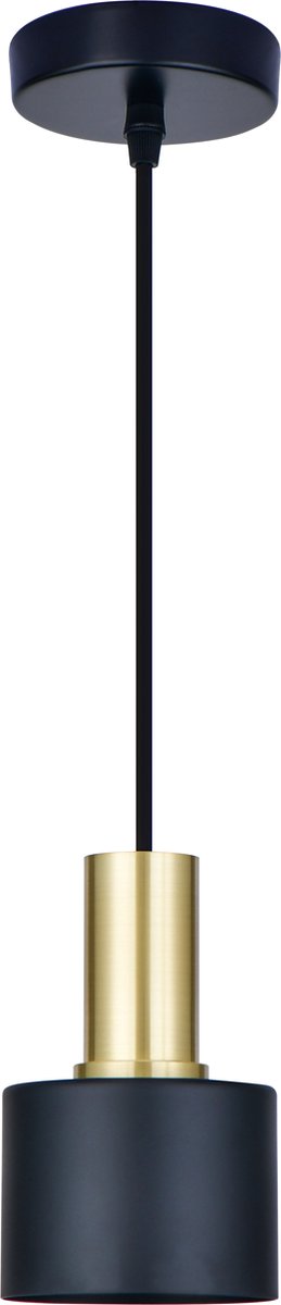 LETT® Nuno Hanglamp - Ø 10 x 16 cm - E27 - Mat Zwart / Goud Messing