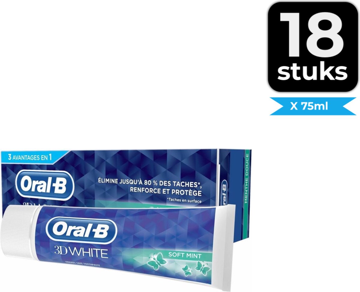 Goedkoopste Oral-B Tandpasta 3D White Soft Mint 75 ml - Voordeelverpakking 18 stuks