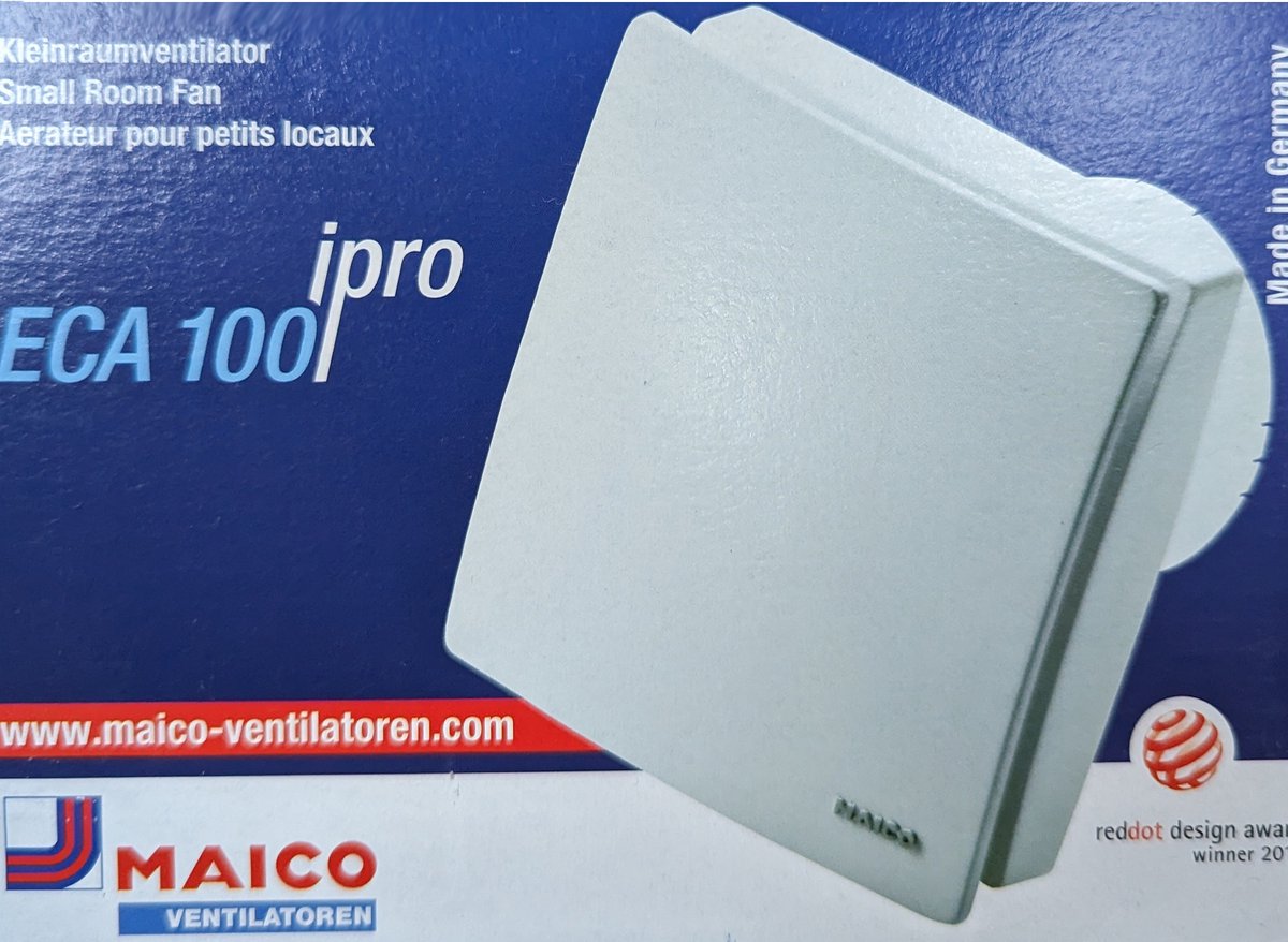 MAICO kleine kamerventilator - wandventilator - plafondventilator - ECA 100 ipro KF - binnensluiting licht - DN100