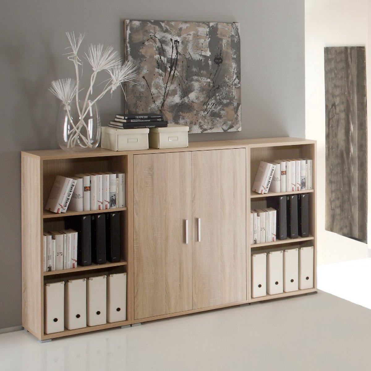 Lage Boekenkast Olaph - Eik - Emob - Archiefkast - Bruin - Spaanplaat