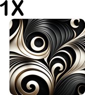 BWK Luxe Placemat - Zwart met Witte Spiral - Set van 1 Placemats - 40x40 cm - 2 mm dik Vinyl - Anti Slip - Afneembaar