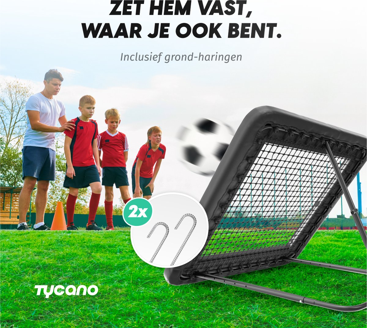 Athleticx Rebounder Voetbal Pro - 124 X 124 Cm - Verstelbare Rebounder Voetbal Trainingsmateriaal Kickback Voetbal Bouncer Tchouk Exit Rebounder