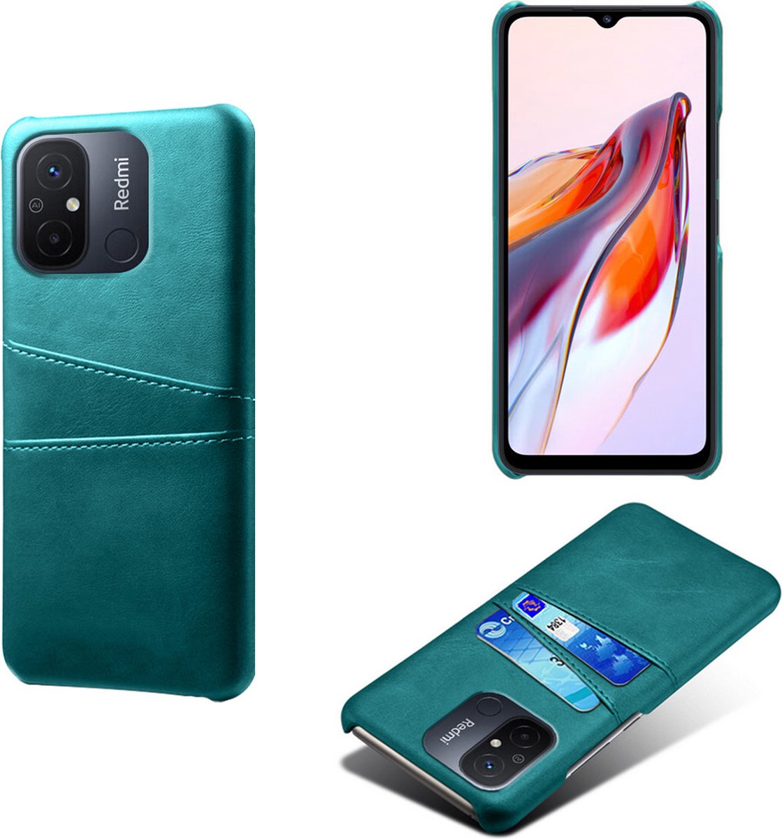 Backcover met Opbergvakjes + PMMA Screenprotector voor Xiaomi Redmi 12C _ Groen