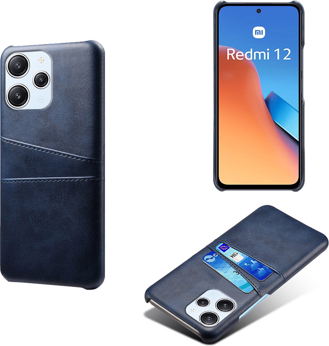 Backcover met Opbergvakjes + PMMA Screenprotector voor Xiaomi Redmi 12 4G _ Blauw