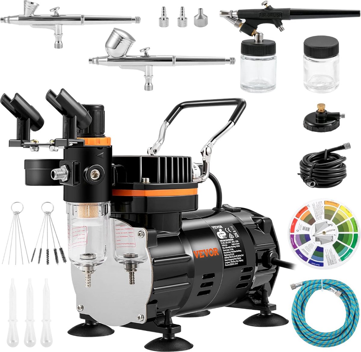 Timbertech airbrush set met compressor en double action airbrush