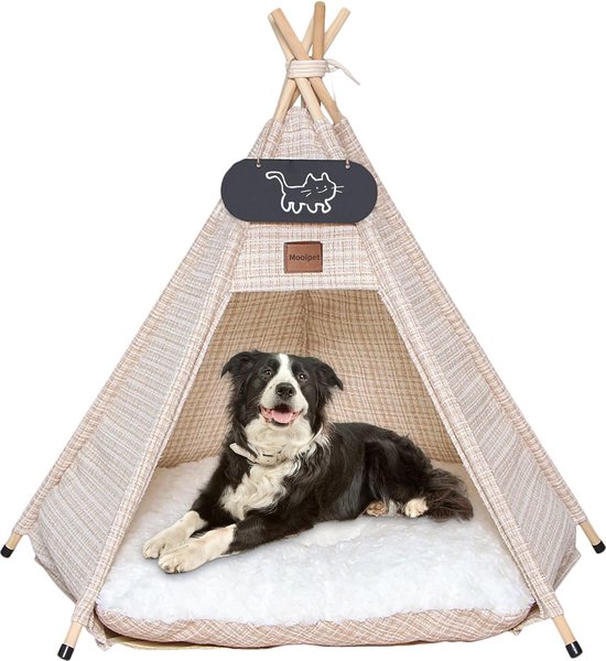 Foto: Teepee tent voor huisdieren met dubbelzijdig kussen huisdierentent voor honden katten huisdierhuis afneembaar en wasbaar hondenhuis voor cavia s konijnen hamsters kittens 60 x 60 x 70 cm 