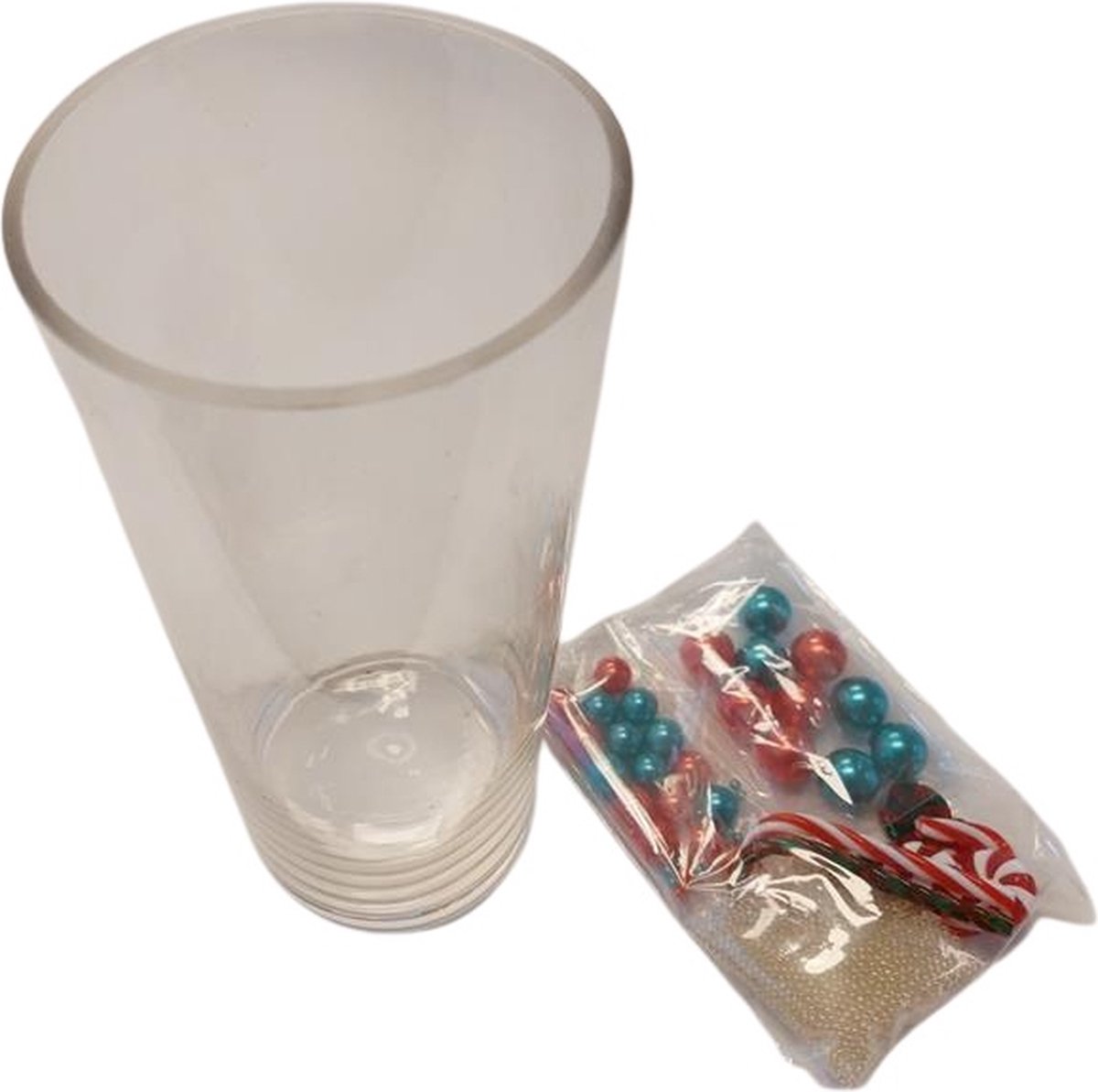 Vaas met deco waterparels X-mas Cheer