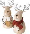 Boltze Home Kerstfiguur hout hert Bengt met sjaal H14cm