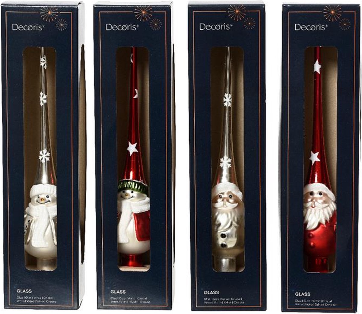 Bol.com Decoris glas mini piek in sneeuwpop of kerstman rood of zilver H25cm aanbieding