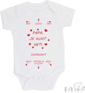 Body 100% Coton "Bras - Tête - Bras - Papa, tu peux le faire ! - Jambe - Ouvrir & Fermer - Jambe" Unisexe Katoen Wit/ rouge Taille 68/74