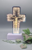 Croix - 3D - Lumineuse - Jésus - Blanc chaud - LED - 2/22/ISN