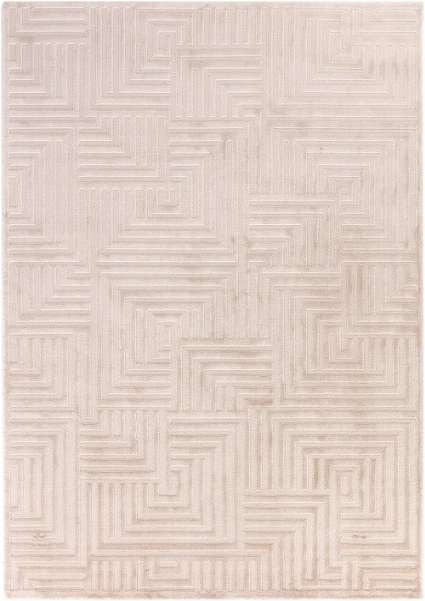 flycarpets Cara Modern Japandi Cubico Vloerkleed - Beige - 120x170 cm