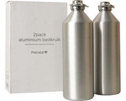 foto van Prénatal Aluminium Kruik 1 liter - Babykruik - Verwarmt Kinderbedje Voor - 2 Stuks