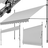 tectake - klemluifel - Zonnescherm – Zonneluifel - Verstelbaar - Klem-zonwering - Zonnescherm Balkon - 350 x 180 cm - lichtgrijs – zonwering - 404967