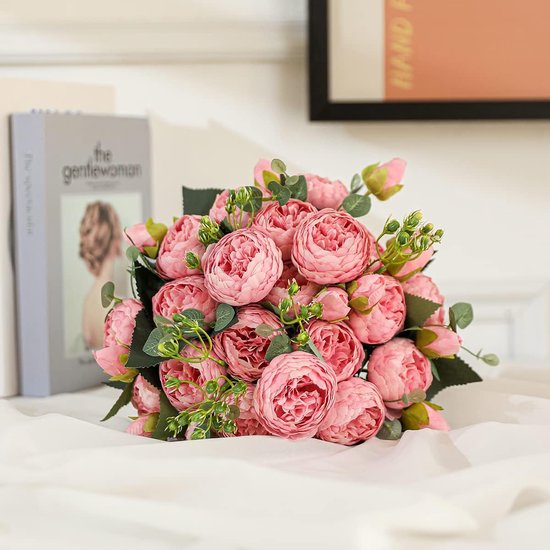 FLEUR SECHEE,Purple--Pivoines Artificielles En Soie, Fausses Fleurs, Couleur Blanc, Décor Pour