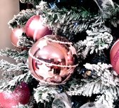 Luxe glitter grote Kerstballen roze 12 stuks