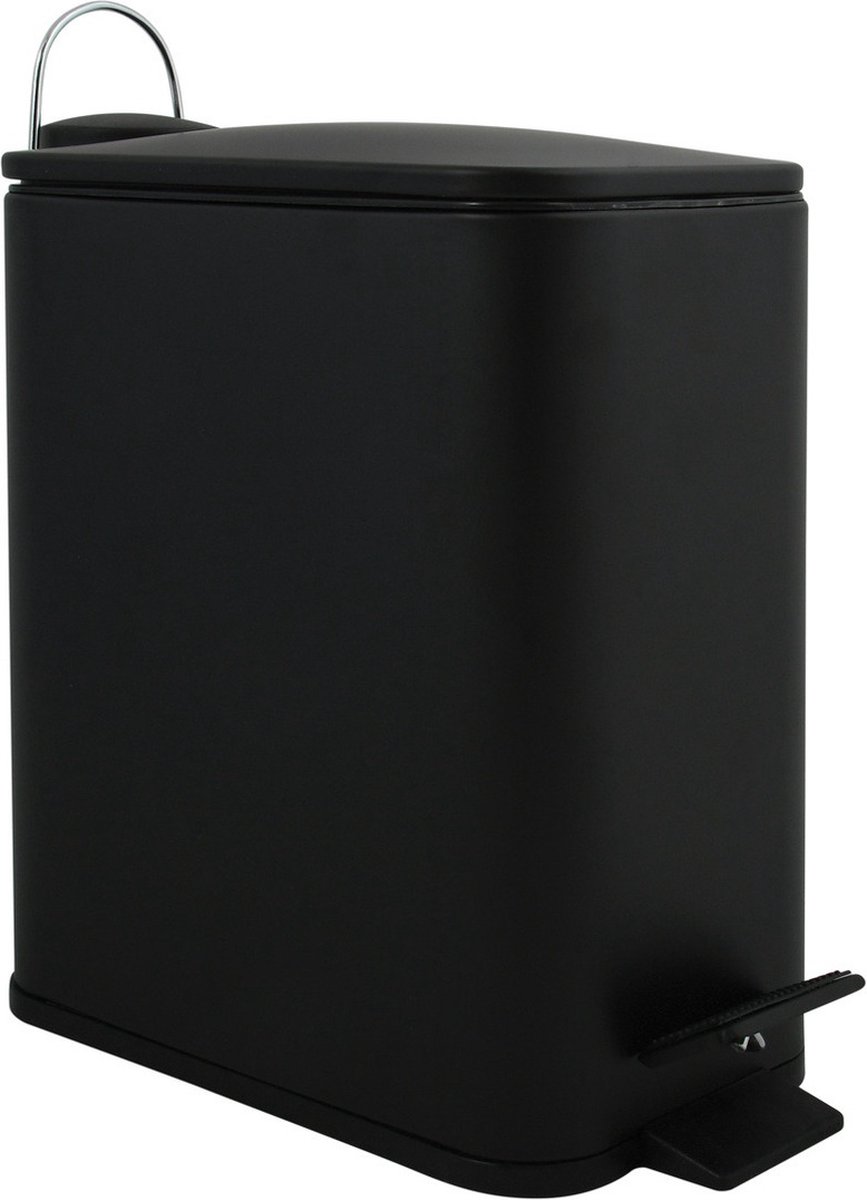 Goedkoopste Spirella Pedaalemmer Paris - zwart - 5 liter - metaal - L28 x B14 x H29 cm - soft-close - toilet/badkamer
