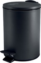 Spirella Poubelle à pédale Cannes - noir - 5 litres - métal - L20 x H27 cm - fermeture soft- WC/salle de bain