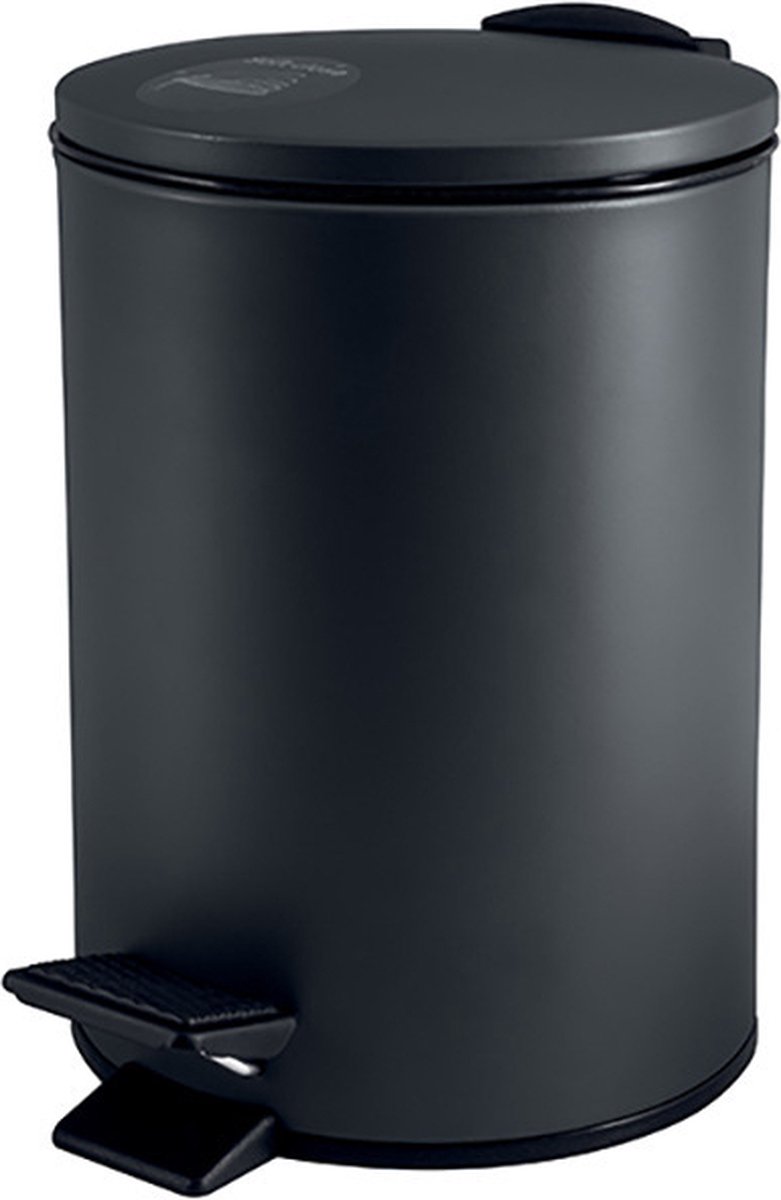 Goedkoopste Spirella Pedaalemmer Cannes - zwart - 5 liter - metaal - L20 x H27 cm - soft-close - toilet/badkamer