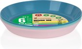 Juypal Borden - 6x - pastel tinten - kunststof - D18,5 x H2,5 cm - herbruikbaar - BPA-vrij