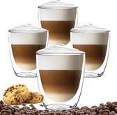 Luxe Dubbelwandige Koffieglazen - Latte Macchiato Glazen - Cappuccino Glazen - 300 ML - Set Van 4