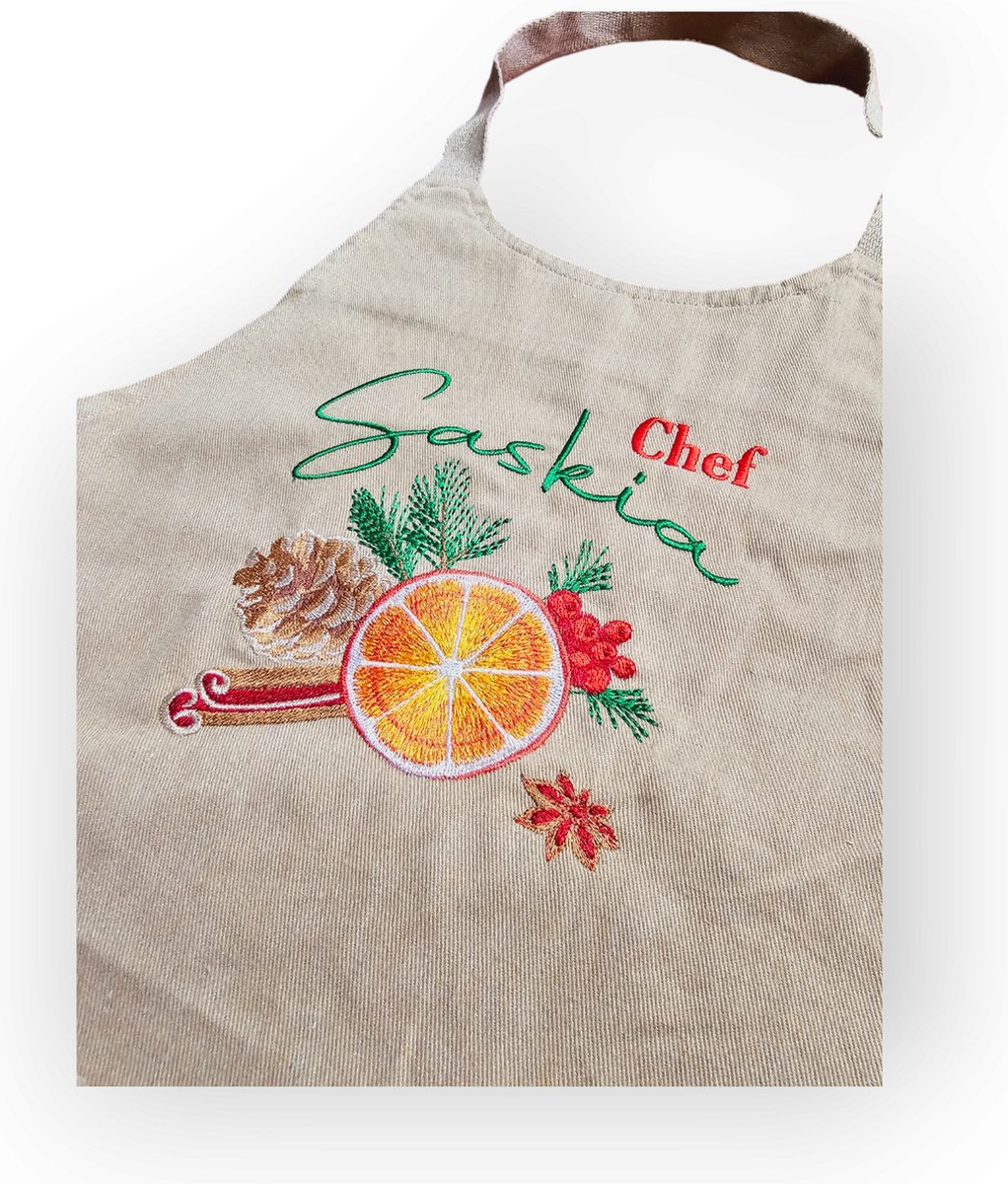 Luxe Kerst keukenschort geborduurd met naam en kerst motief, een perfect cadeau voor dames, vrouw, zus, moeder, schoonzus, schoonmoeder, vriendin, kok