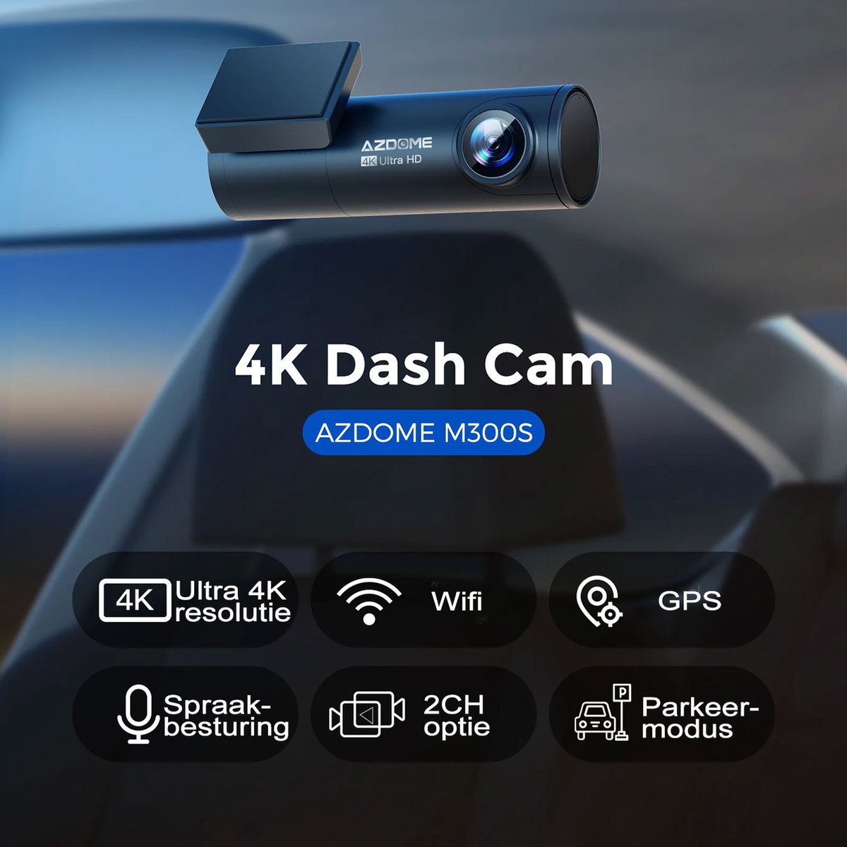 AZDome M300S 2CH Dashcam - GPS, Wifi, Nachtzicht thumbnail 4