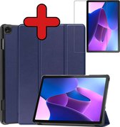 Hoes Geschikt voor Lenovo Tab M10 (3rd gen) Hoes Book Case Hoesje Trifold Cover Met Screenprotector - Hoesje Geschikt voor Lenovo Tab M10 (3e gen) Hoesje Bookcase - Donkerblauw