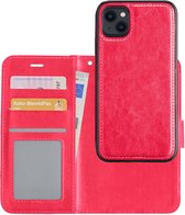Étui portefeuille amovible 2 en 1 Mini - Mini portefeuille avec porte - cartes - Rose foncé