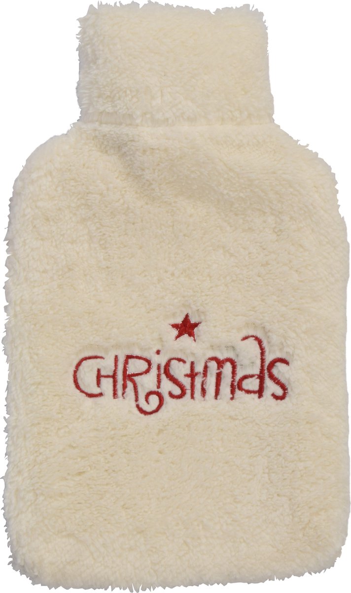 Goedkoopste Warmwaterkruik Met Hoes| Ideaal Kerstcadeau voor Iedereen | Houdt Tot 8 Uur Warm | Elegante Witte Cover Met Kerstlogo